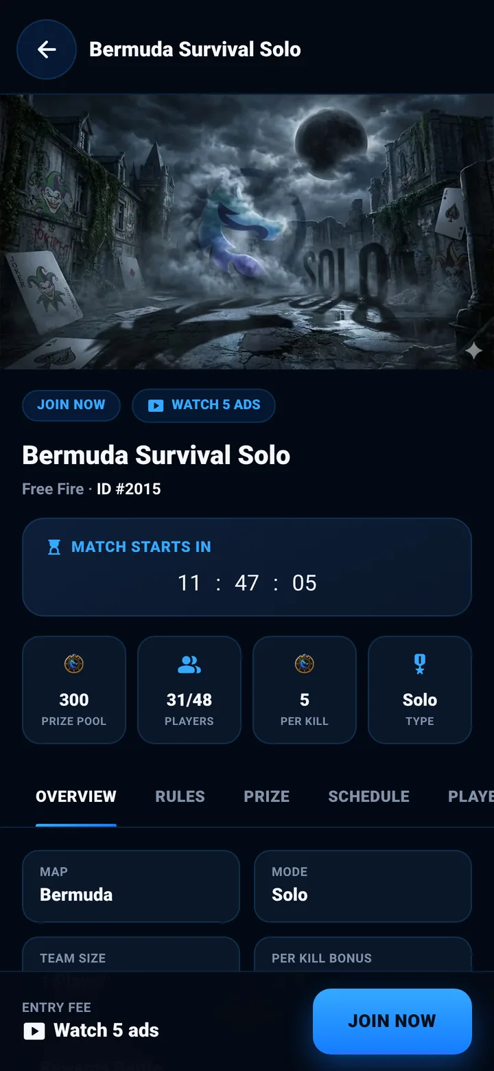 Rewards Battle app — Match details