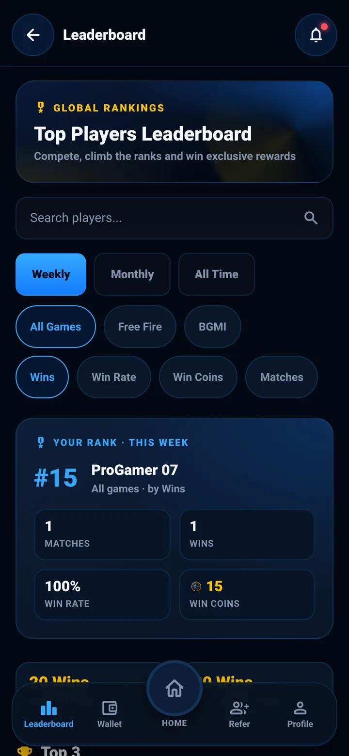 Rewards Battle app — Leaderboard
